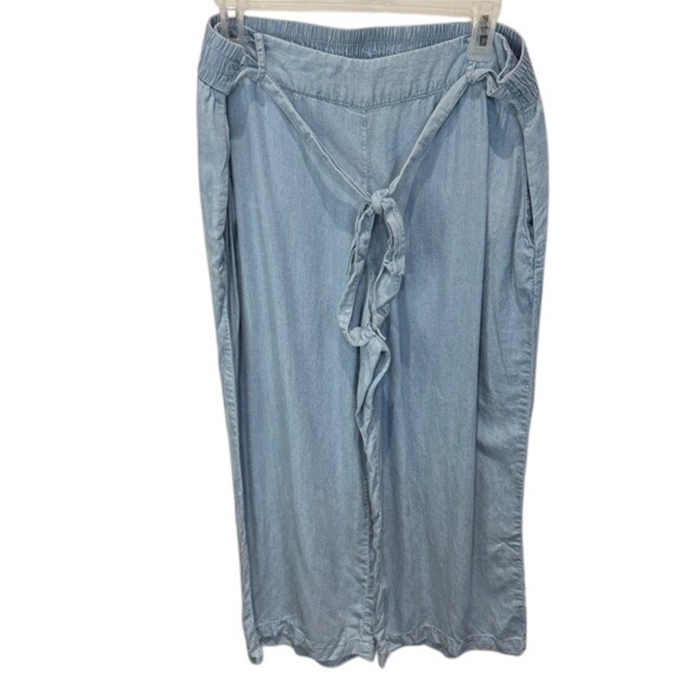 Zac & Rachel Womens Large‎ Light Blue 100% Lyocell Wide Leg Cropped Tie  Pant